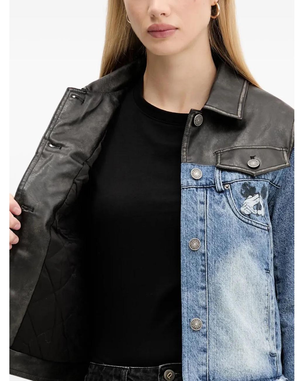 Desigual Blue Panel Frayed Jacket