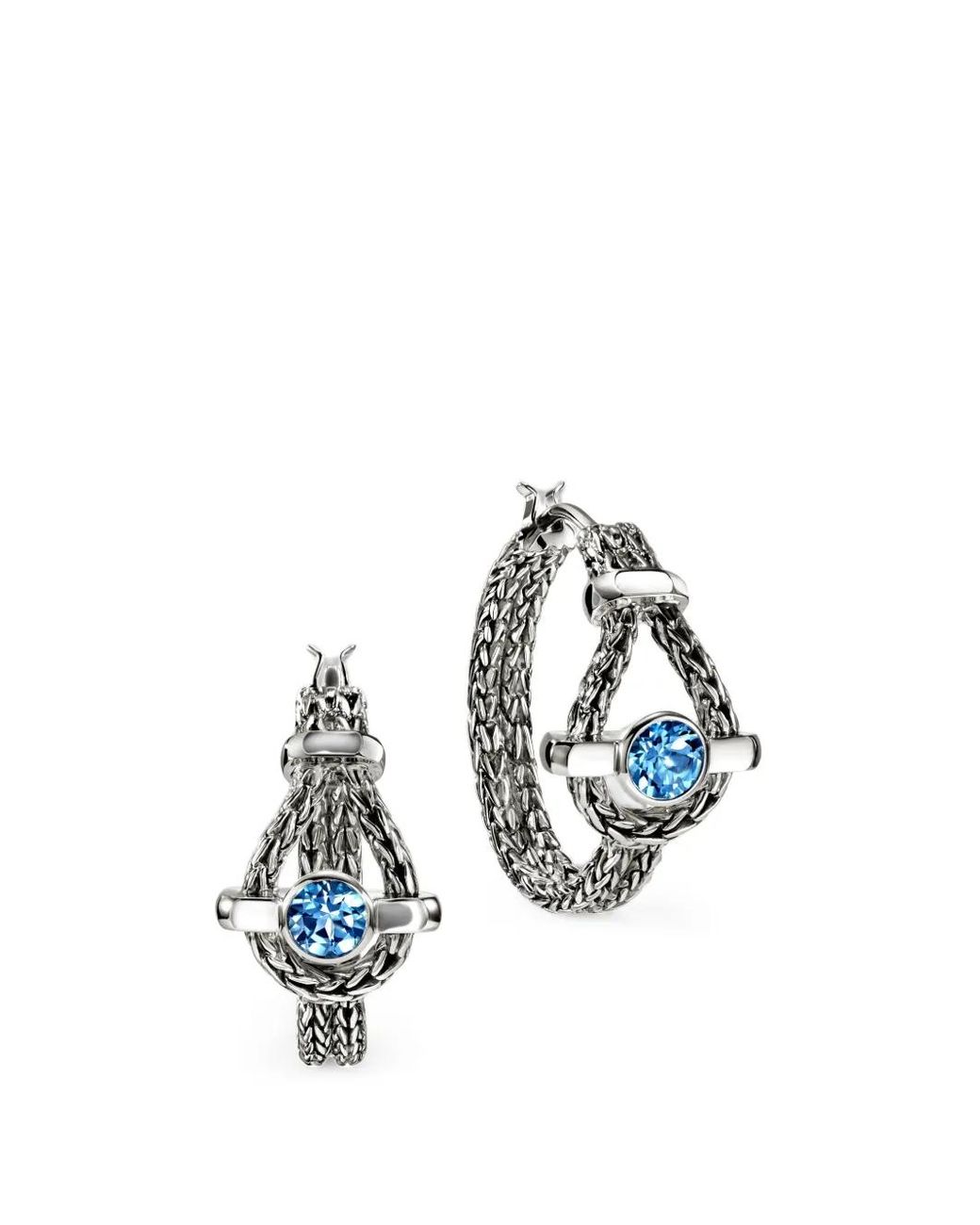John Hardy White Icon Topaz Hoop Earrings