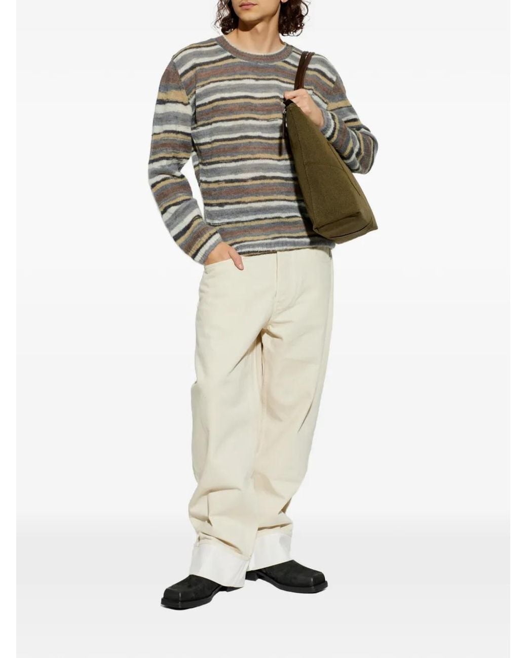 A.P.C. White Sweater With Striped Pattern for men