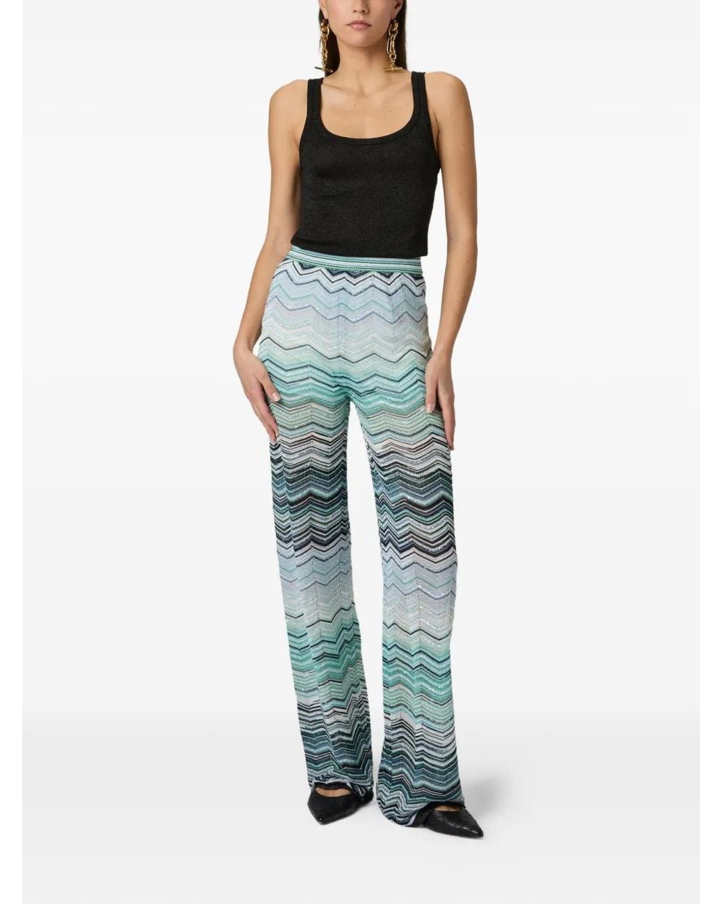 Missoni Blue Chevron-Pattern Trousers