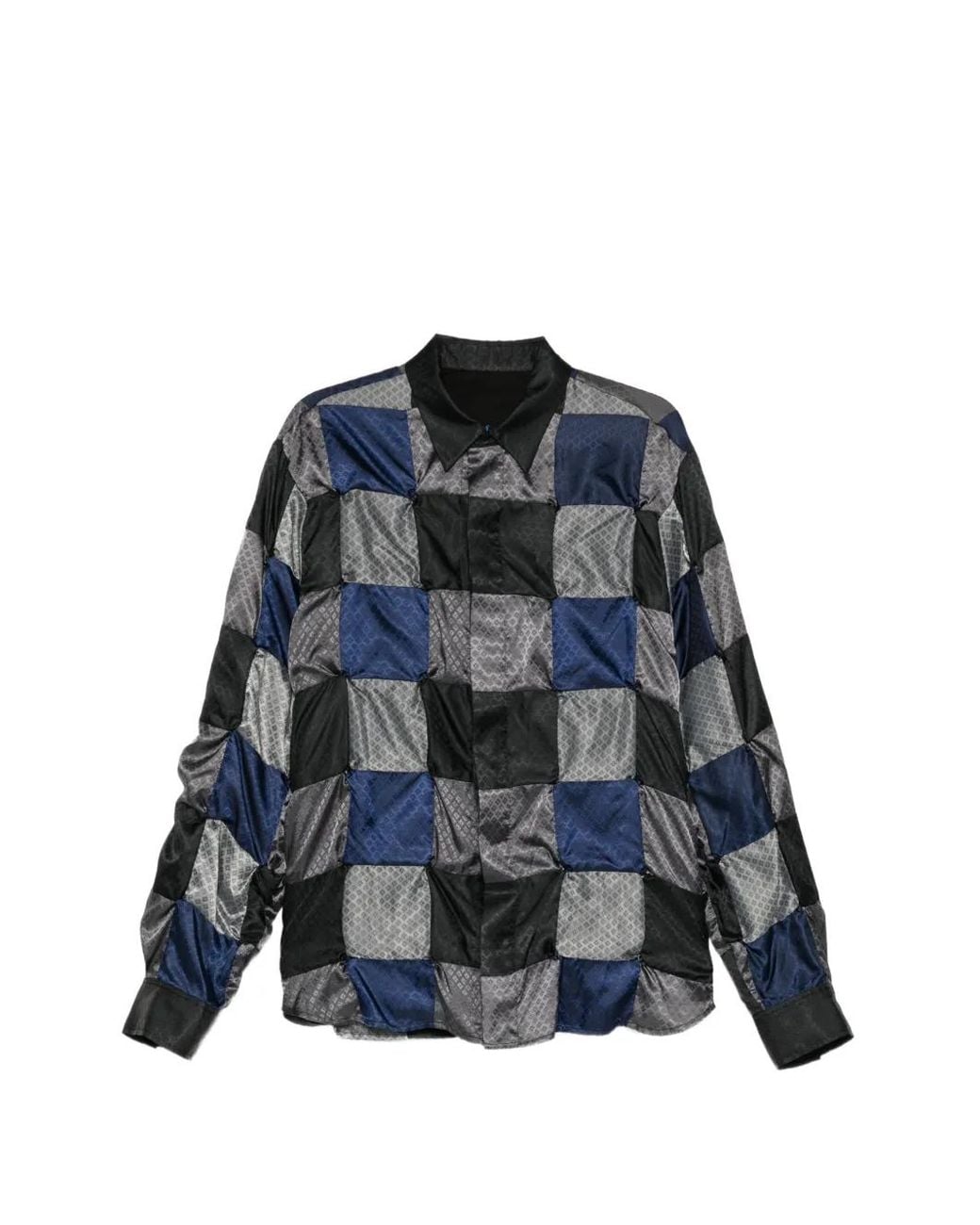Adererror Blue Quilted Patchwork Shirt