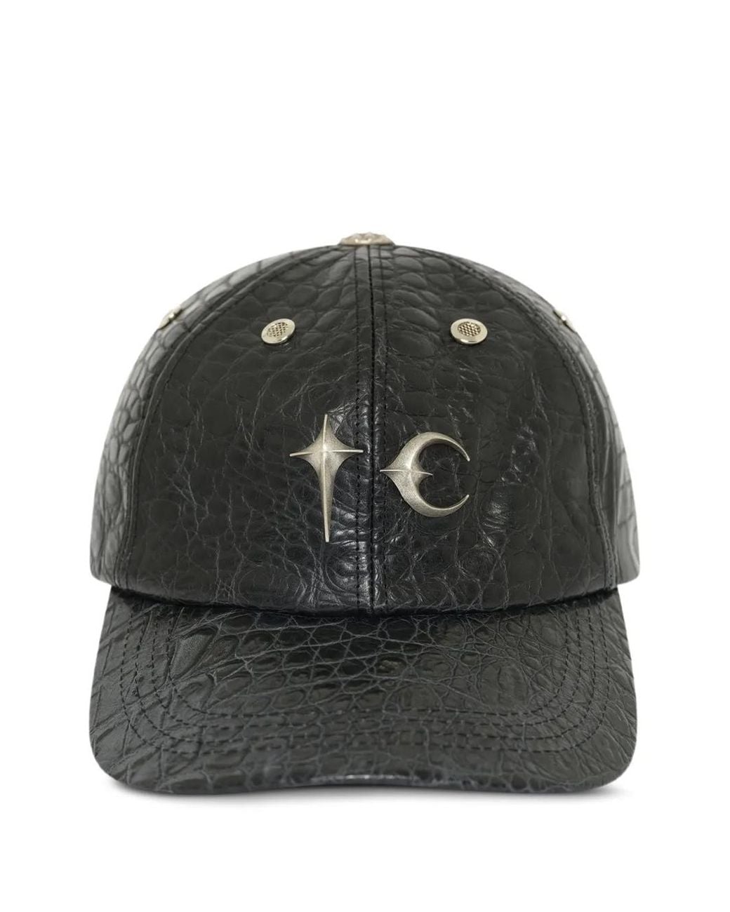 THUG CLUB Black Tc Crocodile-Effect Leather Cap for men