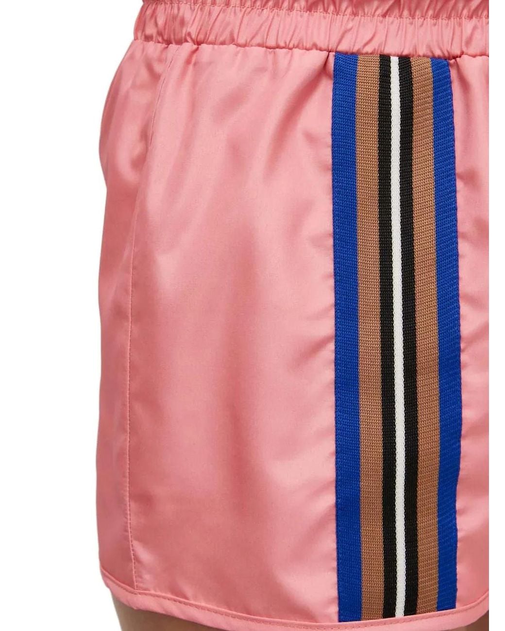 Fila Red Logo-Patch Striped-Trim Shorts