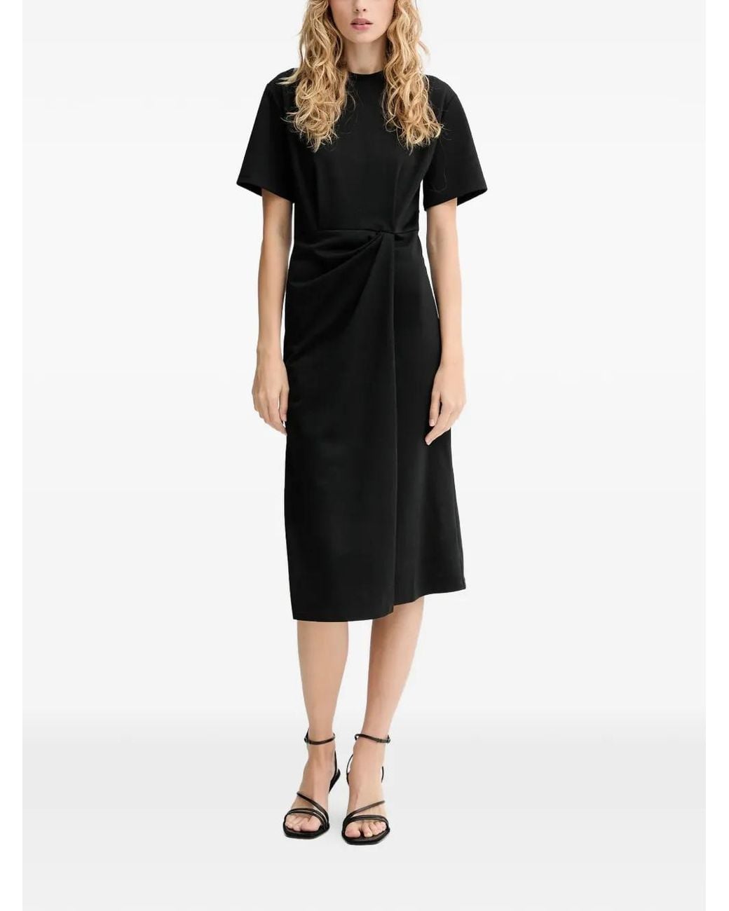 Sessun Black Short Sleeve Midi Dress