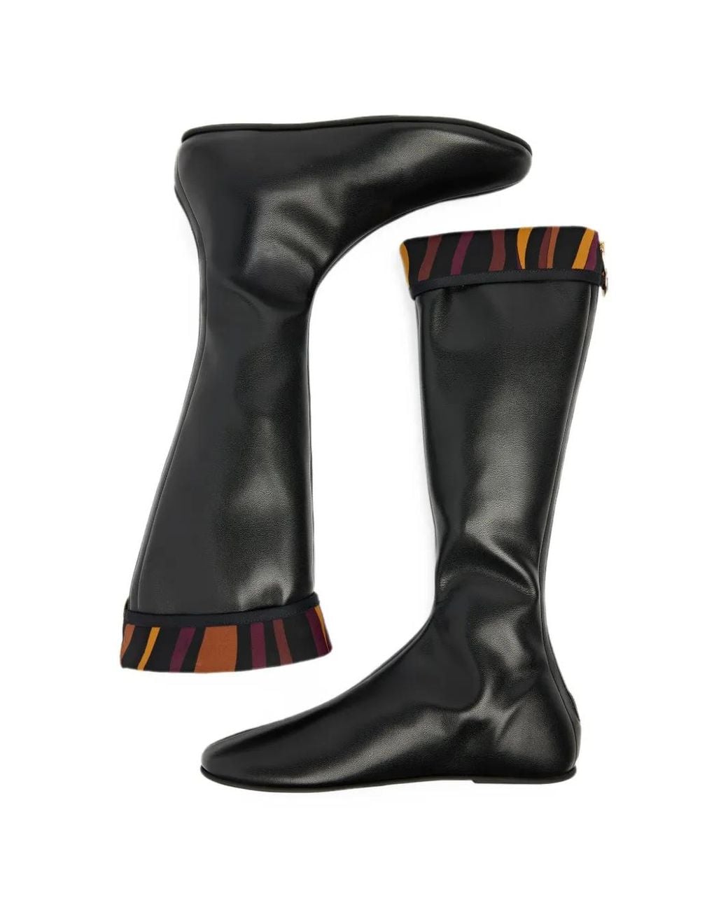 Emilio Pucci Black Stretch Boot With Printed-Cuff
