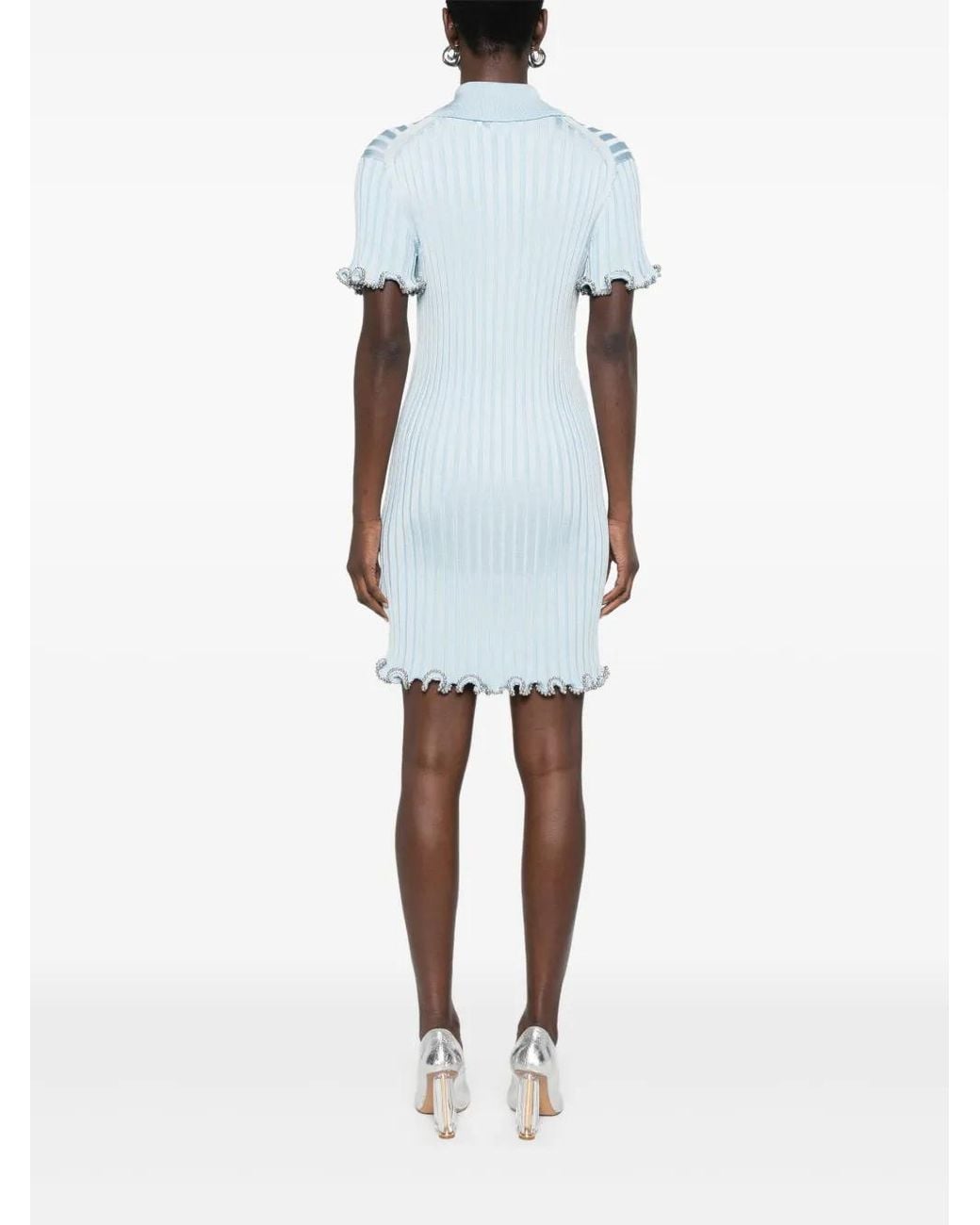 Jil Sander Ribgebreide Mini-Jurk in het Blue