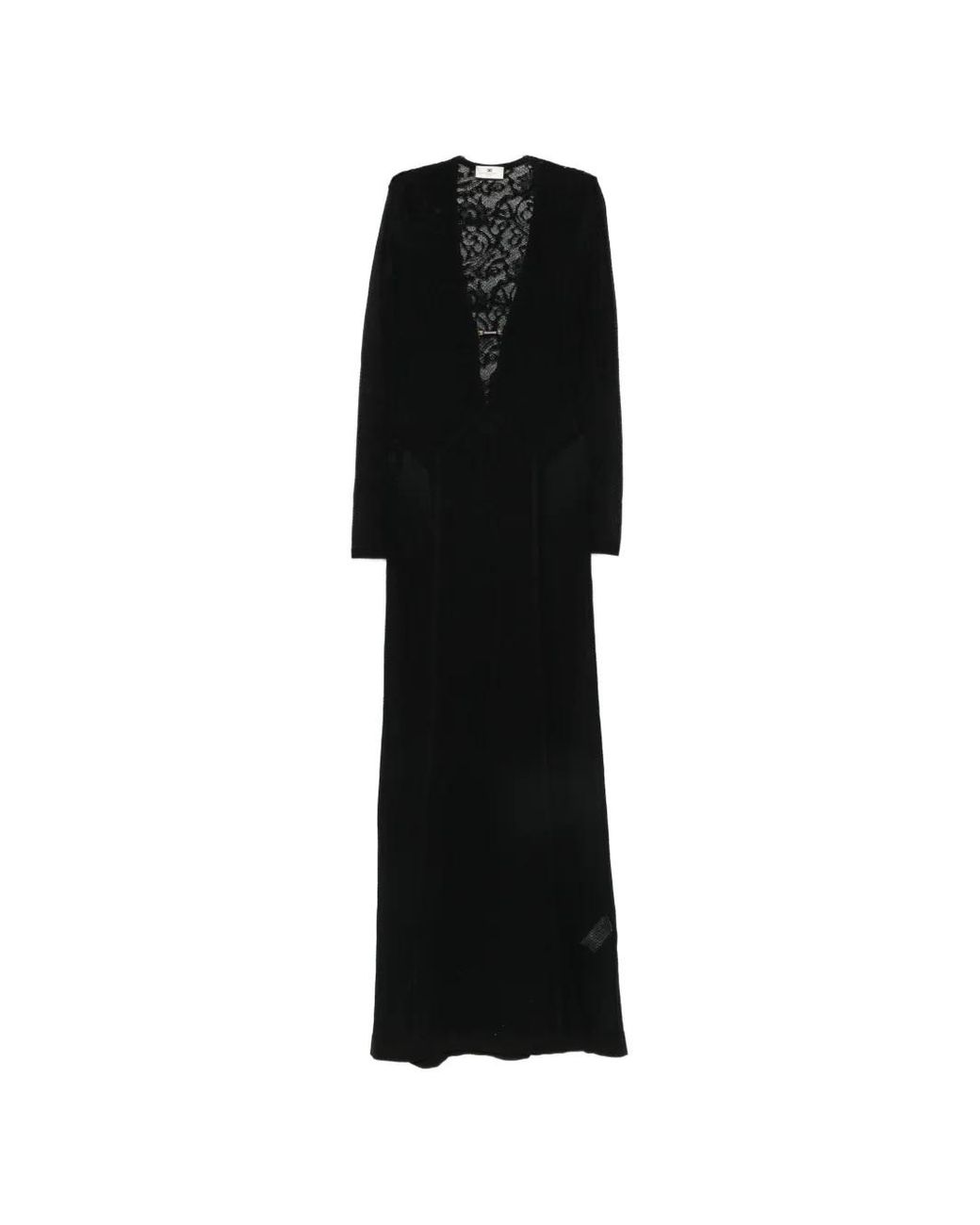 Elisabetta Franchi Black Carpet Dress Made Of Lace And Mesh Fabric