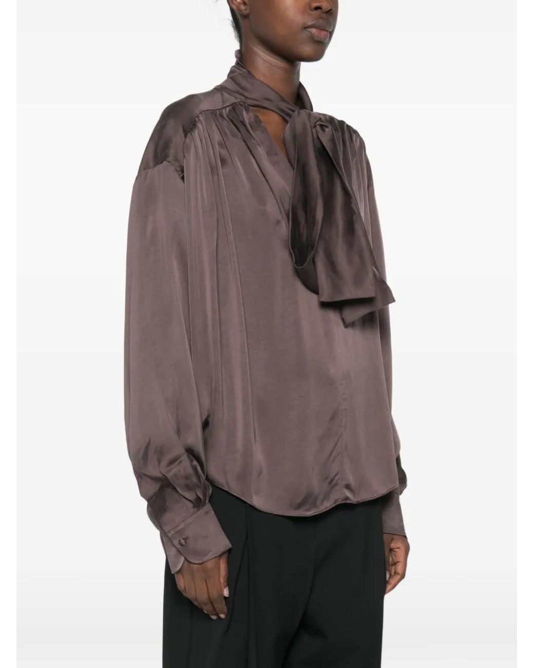 ANDAMANE Brown Mathilda Gathered Blouse