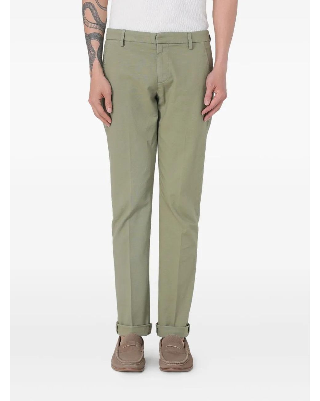 Pantaloni Gaubert Con Risvolti di Dondup in Green da Uomo