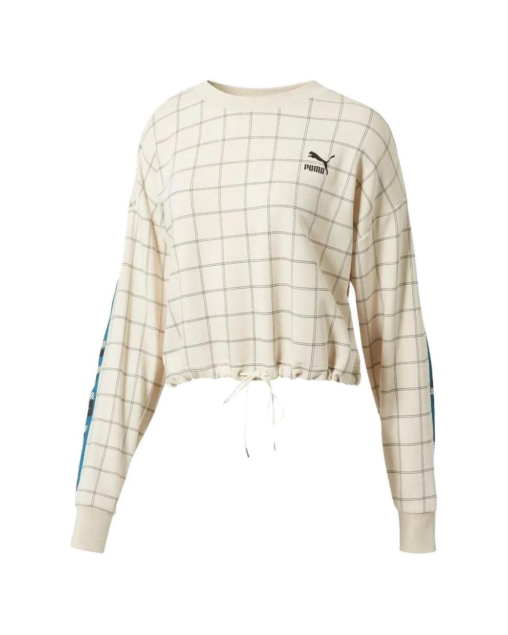 PUMA Natural Plaid Revolt Crew-Neck Sweatshirt