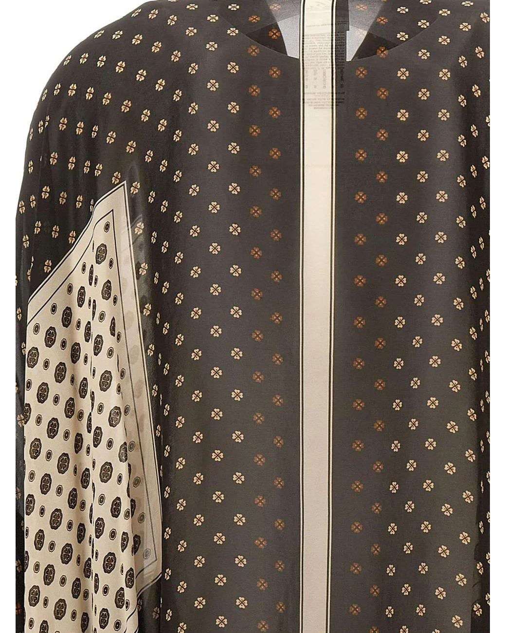 Elena Miro Black Asymmetric-Hem Placement-Print Shirt