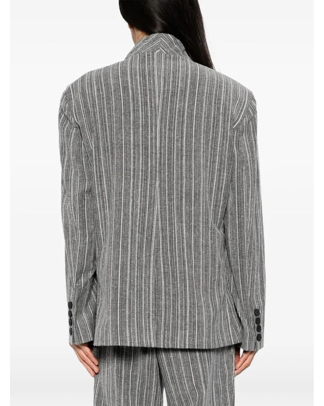Tessitura Body Couture Gray Striped Collarless Blazer for men