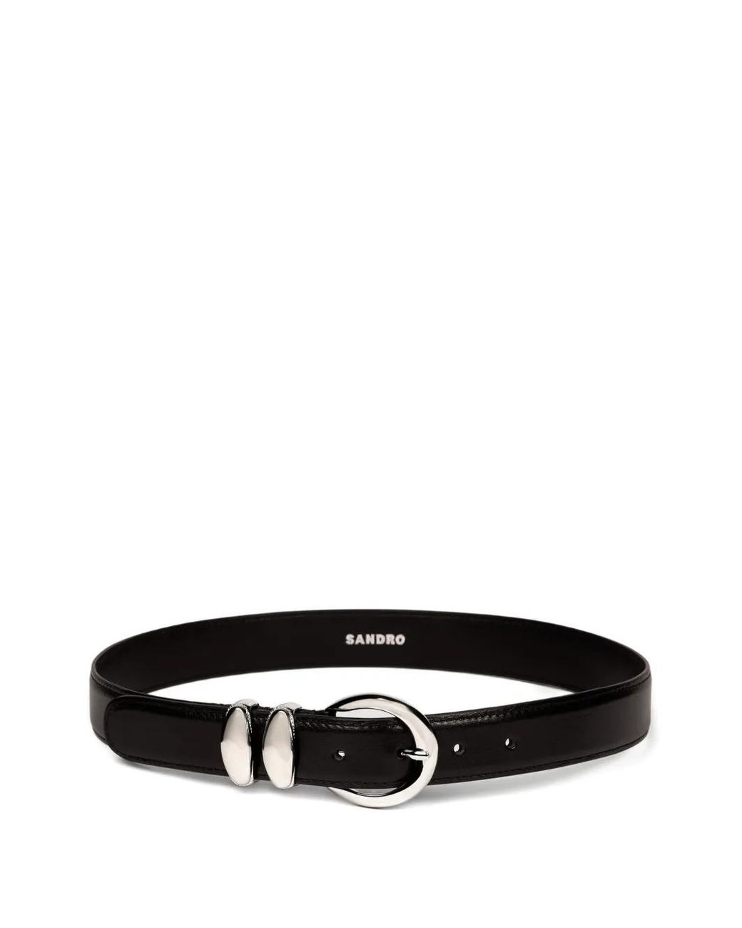 Sandro Black Smooth Leather Belt