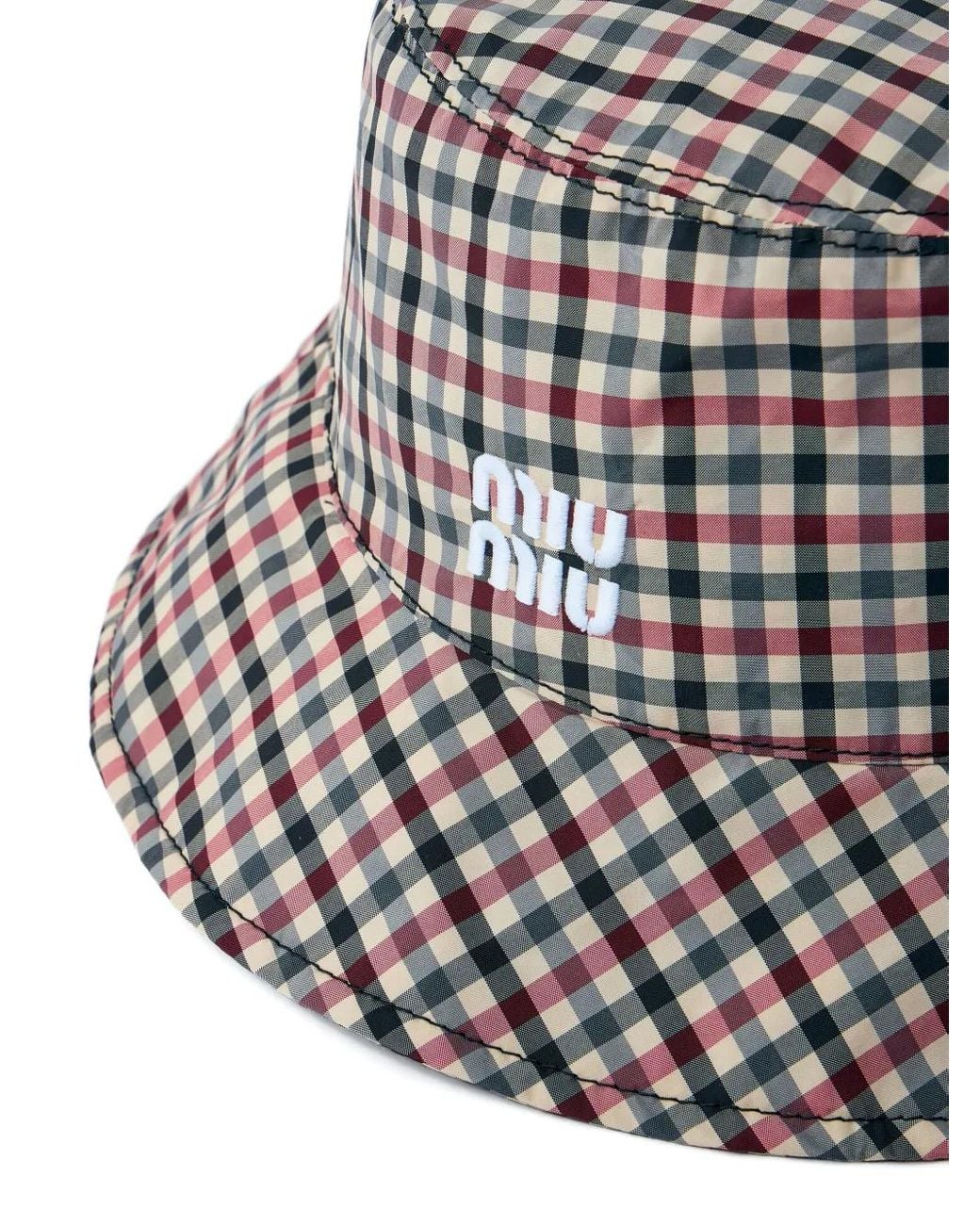Miu Miu White Vichy Bucket Hat