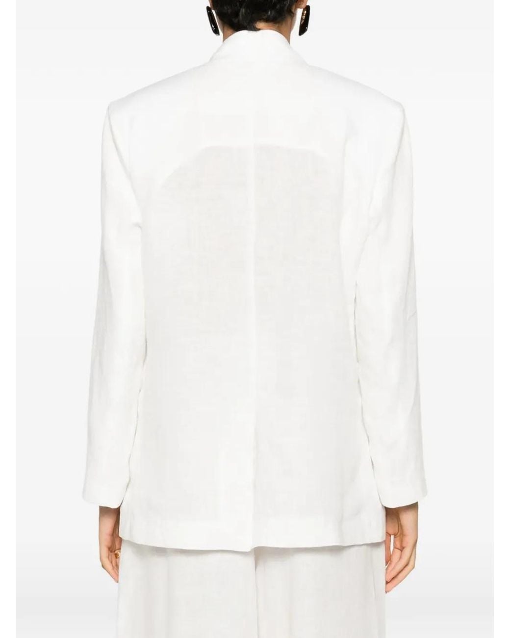 Tessitura White Shawl-Lapels Blazer