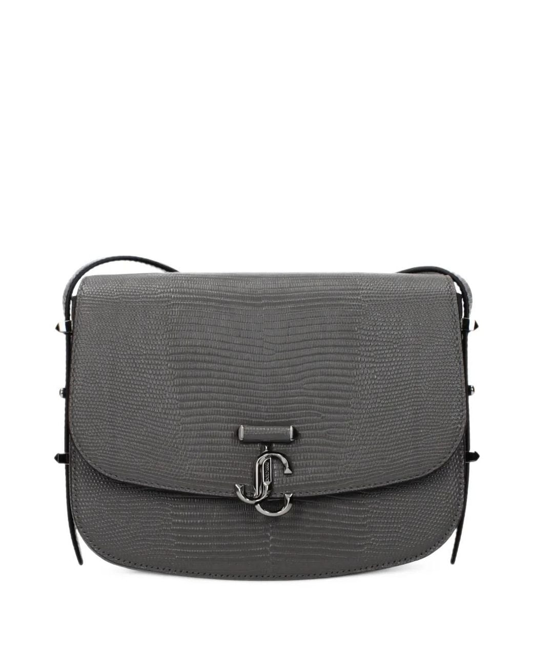 Jimmy Choo Gray Lizard-Effect Leather Crossbody Bag
