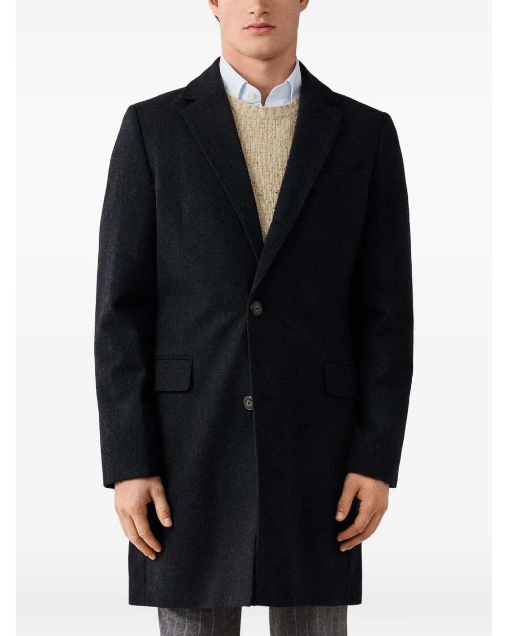 Hackett Blue Chadwick Single-Breasted Coat for men