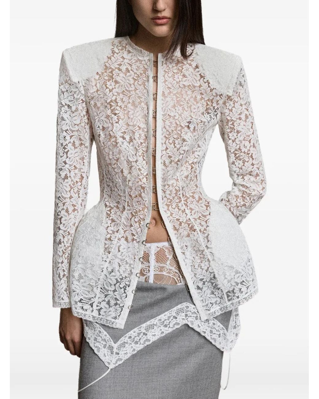 SEEN USERS White Trousseau Lace Blazer