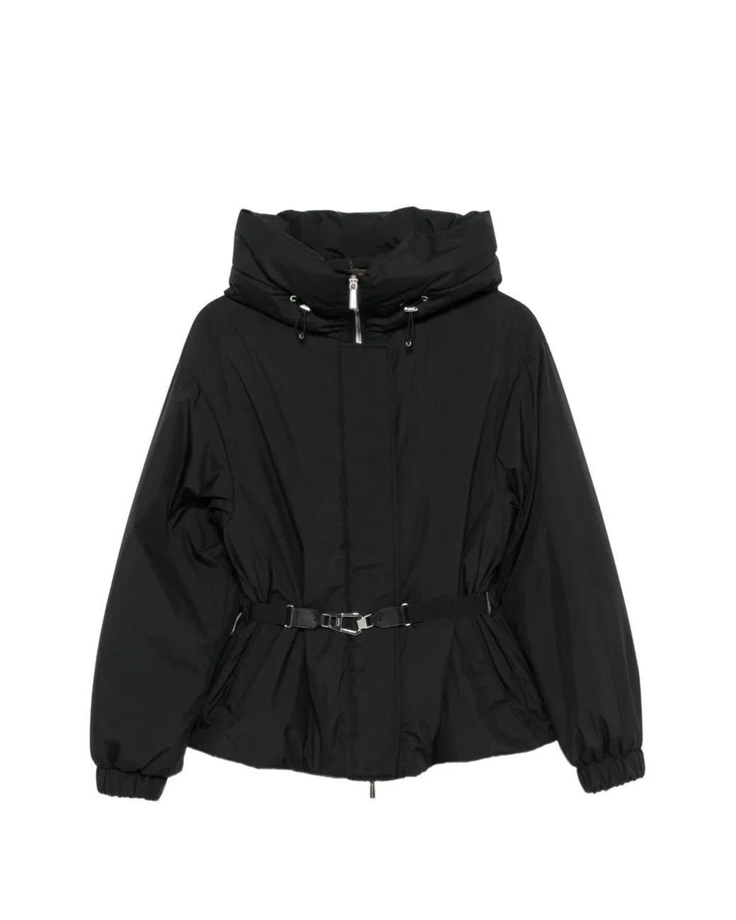 Moorer Black Belted Hooded Jacket