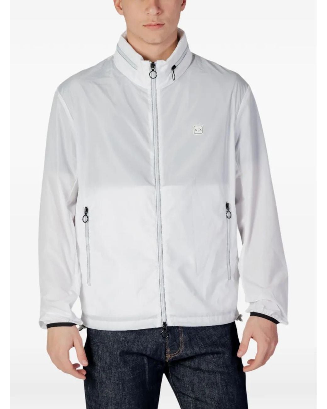 ARMANI EXCHANGE White Packable Zip-Up Jacket for men