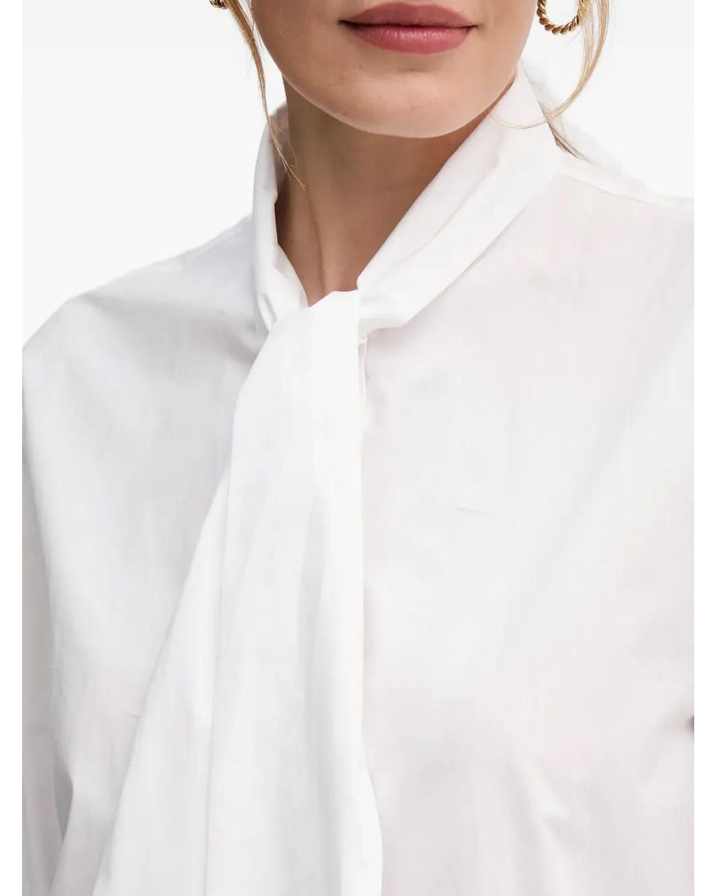 Ouí White Blouse À Col Noué