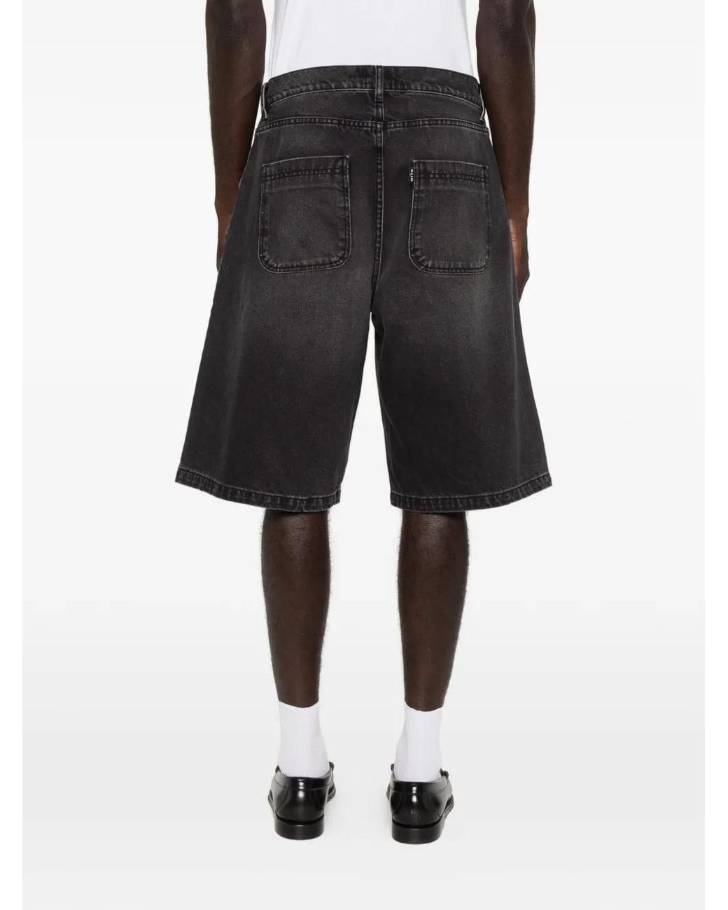 Arte' Black Faded-Effect Five-Pocket Shorts for men