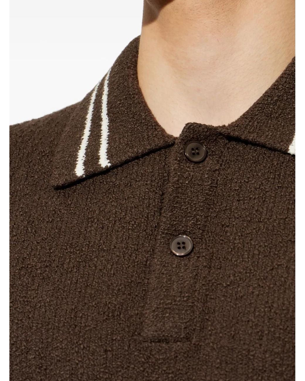 Samsøe & Samsøe Brown Sapedro Striped-Trim Polo Shirt for men