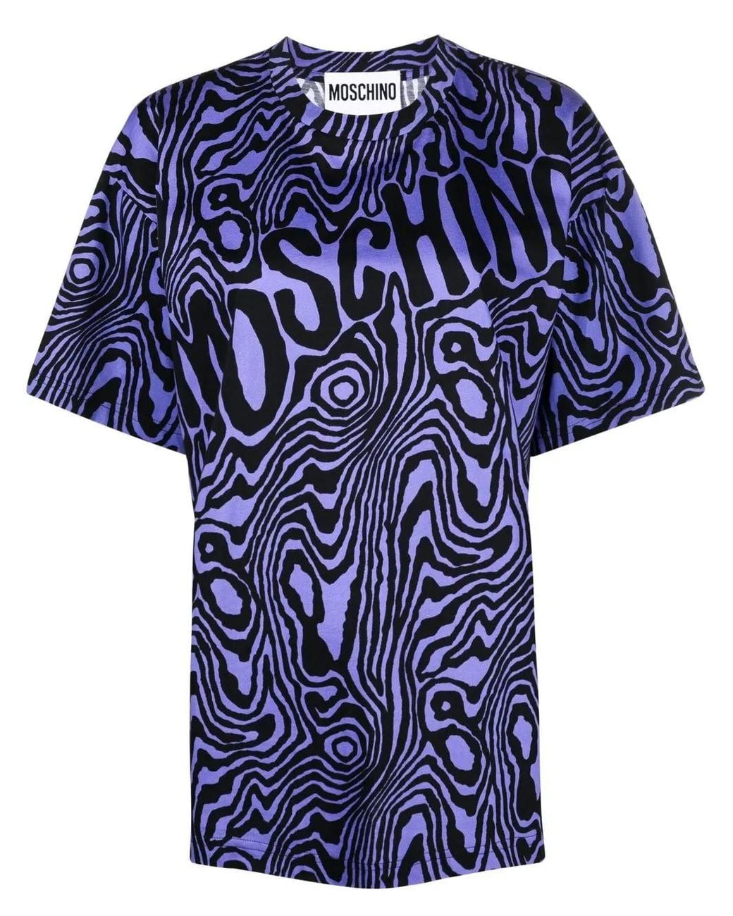 Moschino Blue Zebra-Print Round-Neck T-Shirt