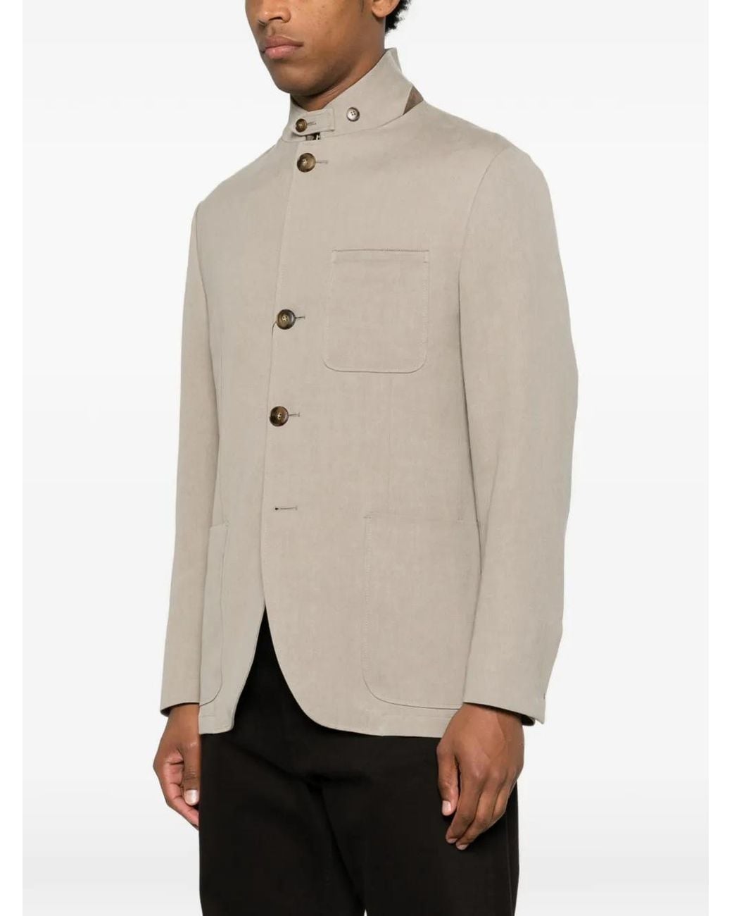 Canali Natural Veste Boutonnée À Col Montant for men
