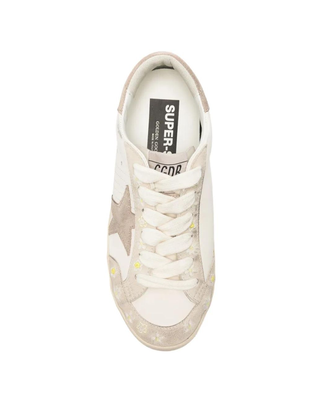 Golden Goose Deluxe Brand White Super-Star Flower-Embroidered Sneakers