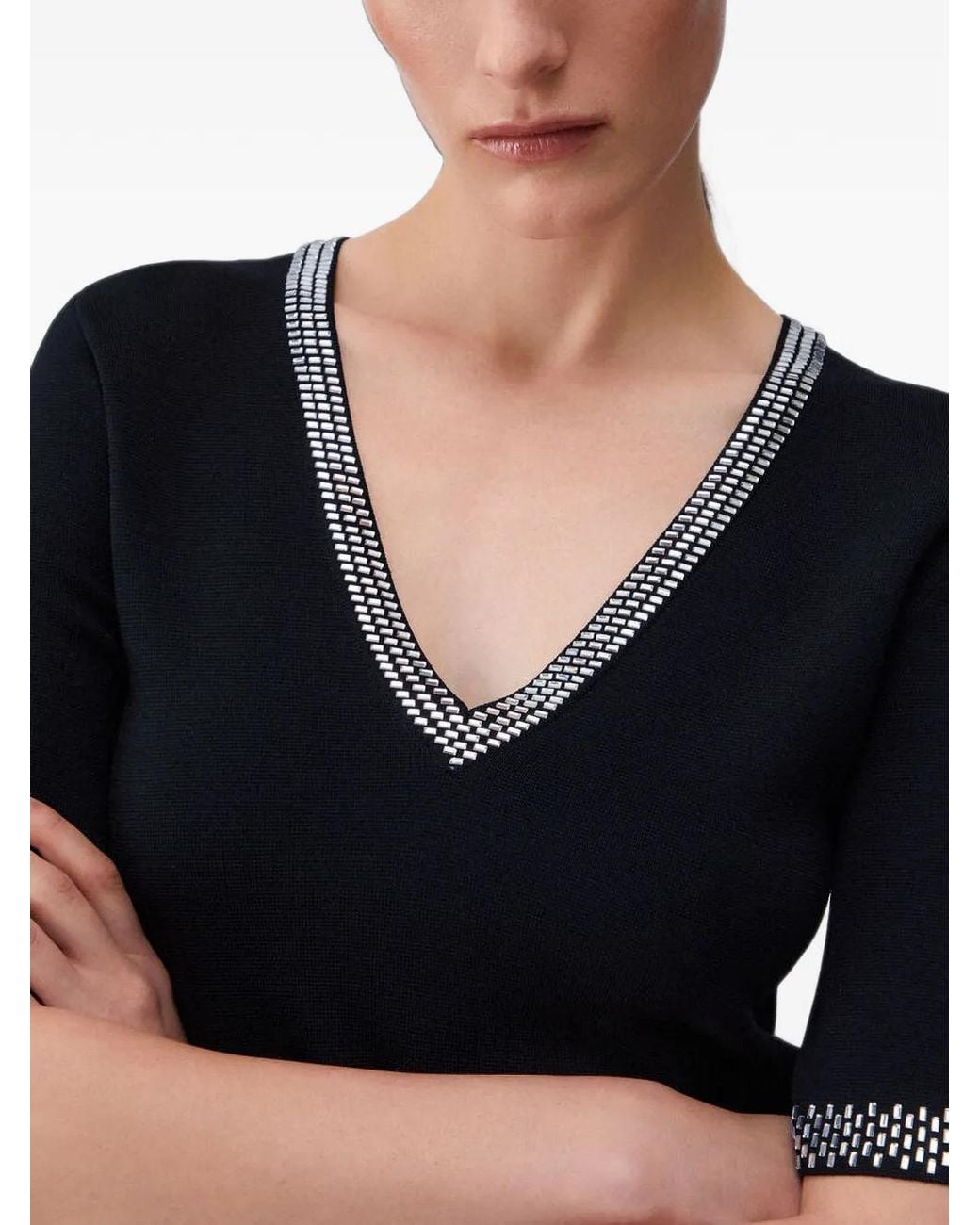 Liu Jo Black Short Sleeves Sweater