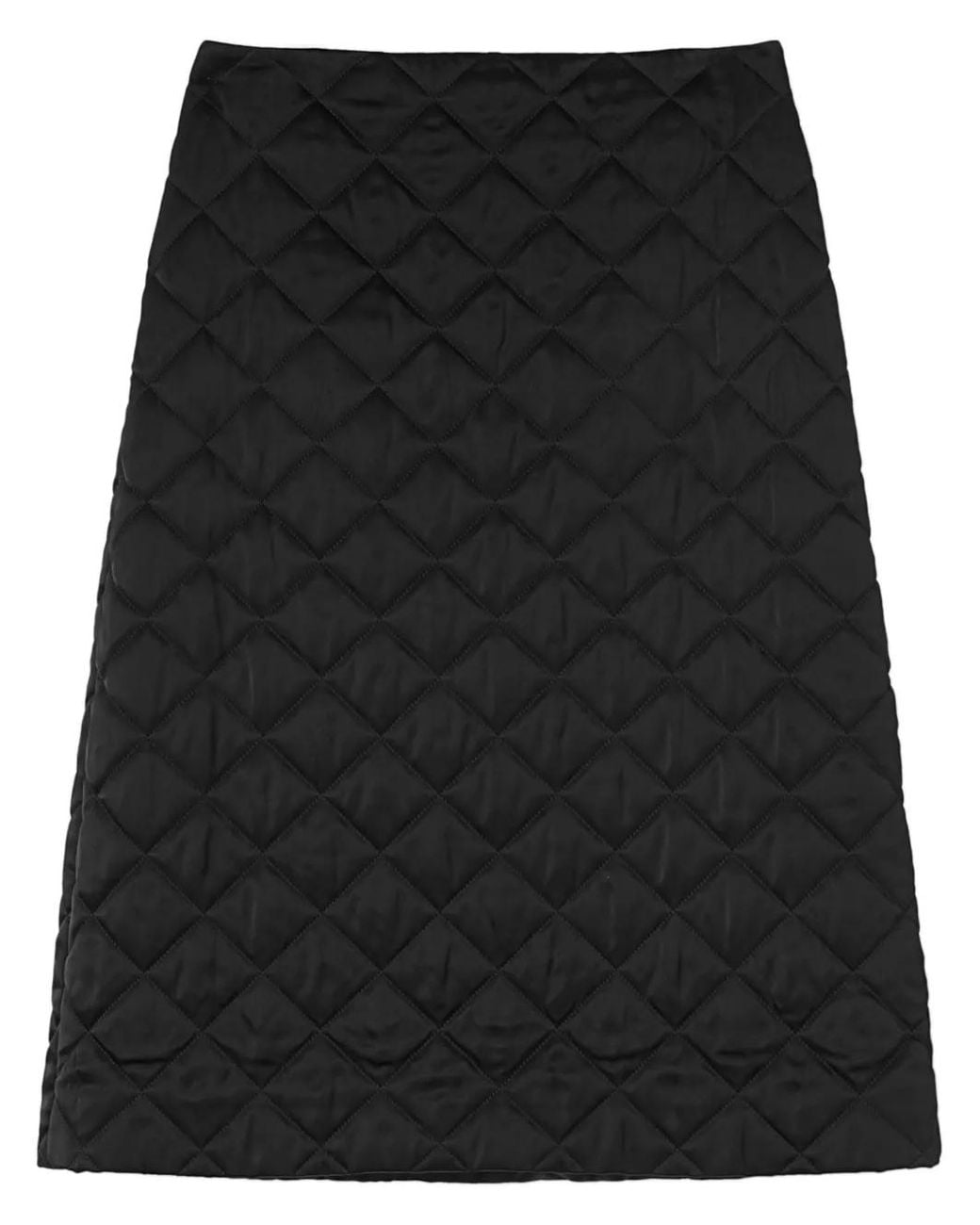 Jil Sander Black Quilted Satin Midi Skirt