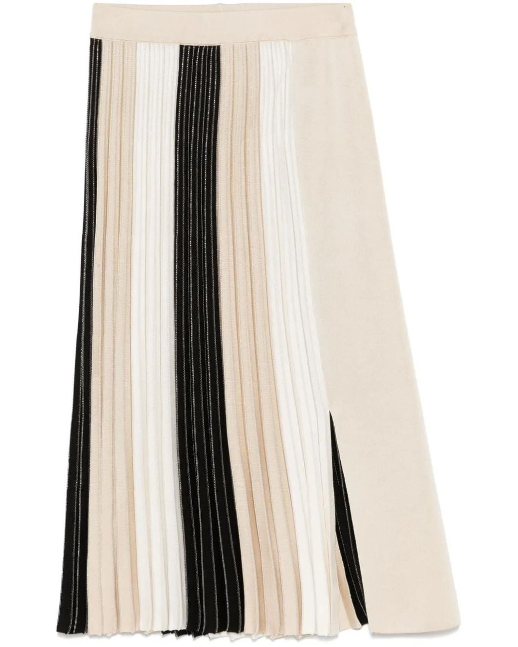 Mrz Natural Plissé Colourblock Midi Skirt