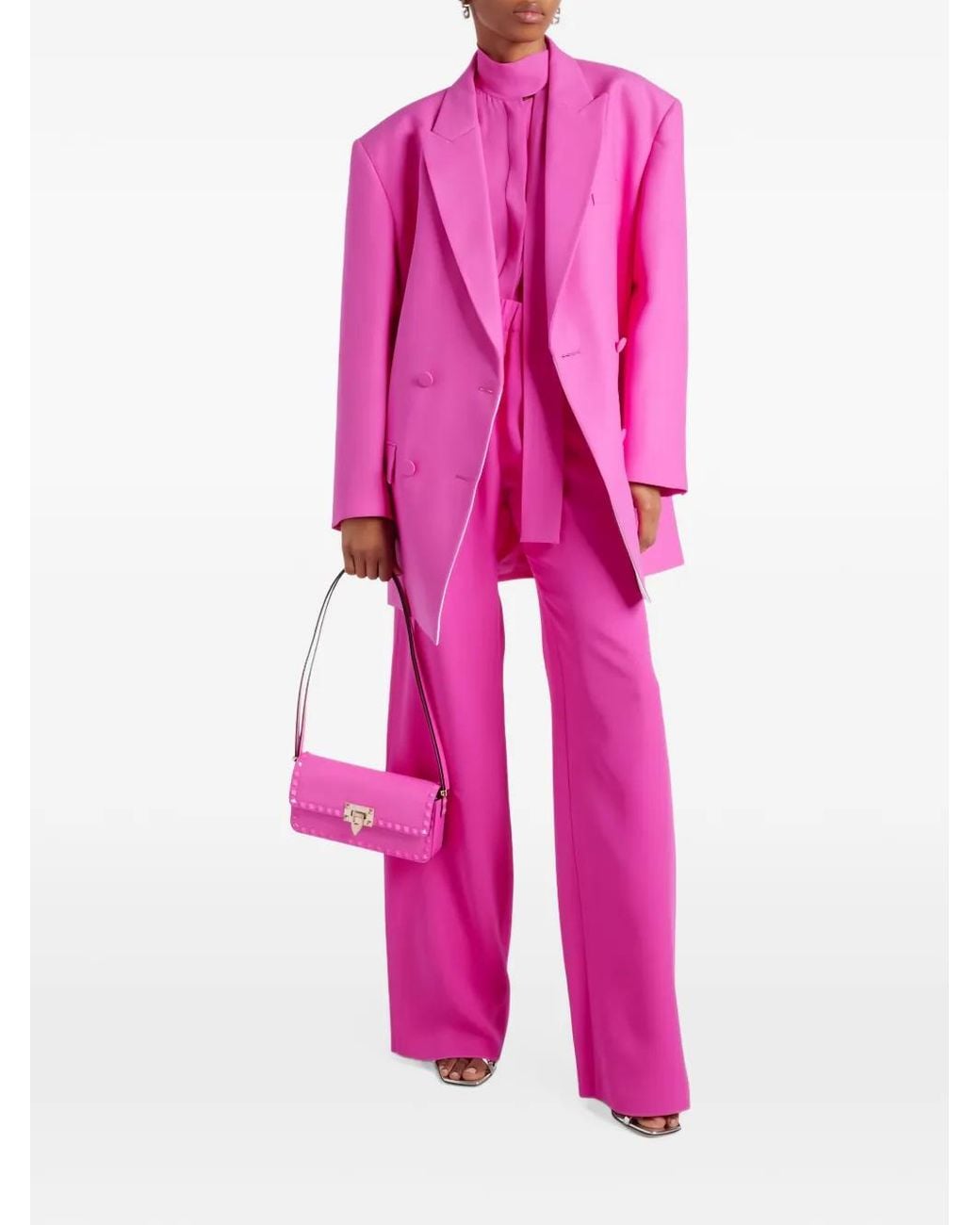 Valentino Garavani Pink Elasticated Wide-Leg Trousers