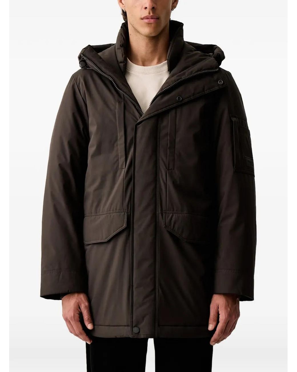 Marc O' Polo Black Hooded Multi-Pocket Parka Coat for men