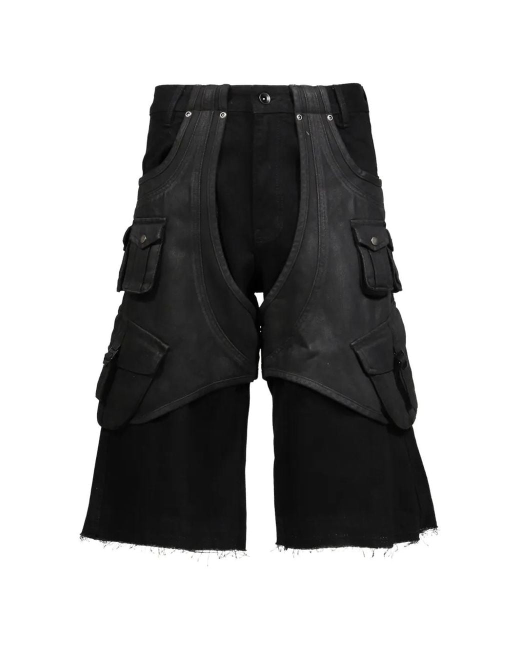 Troubled Waters Black Parasite Double-Layered Cargo Shorts for men