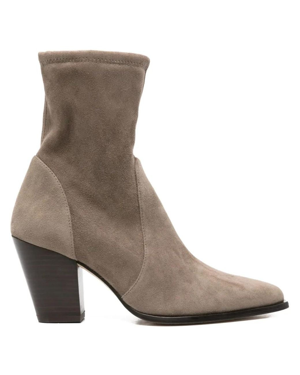 Stuart Weitzman Brown 80Mm Jolene Pointed-Toe Sock Boots