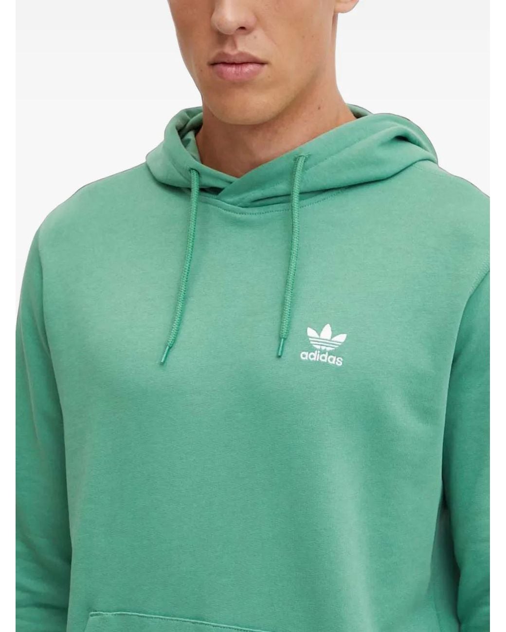 Adidas Green Trefoil Essentials Hoodie for men