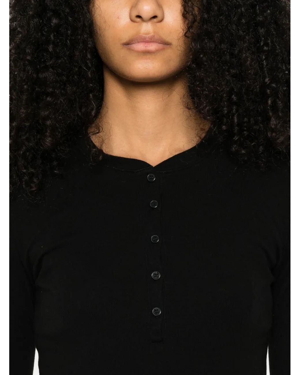 Nili Lotan Black Button-Fastening Polo Top
