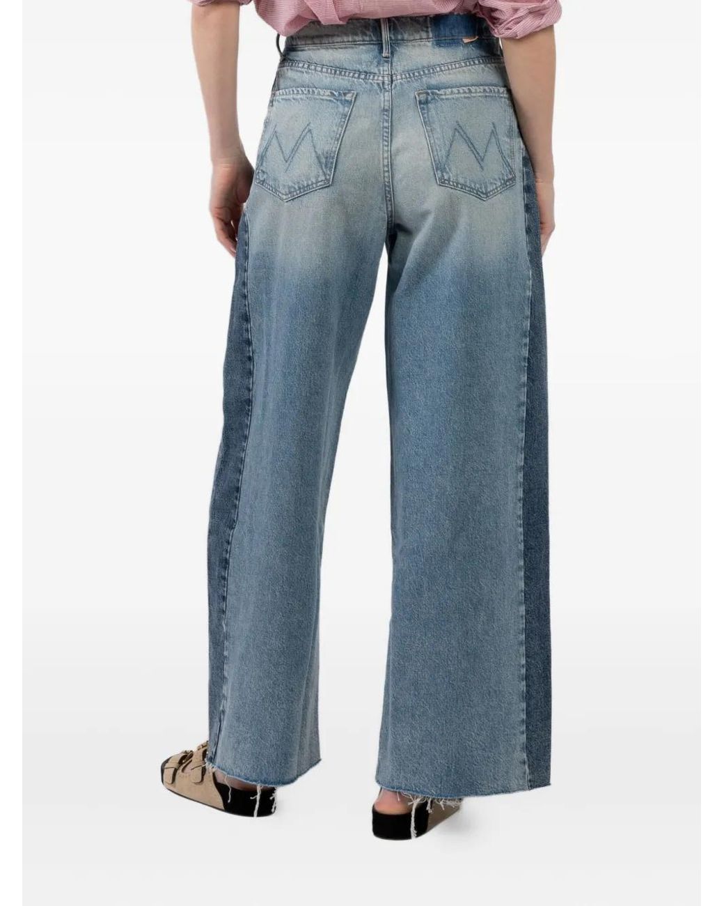 Mother Blue Patchwork Panel Jeans