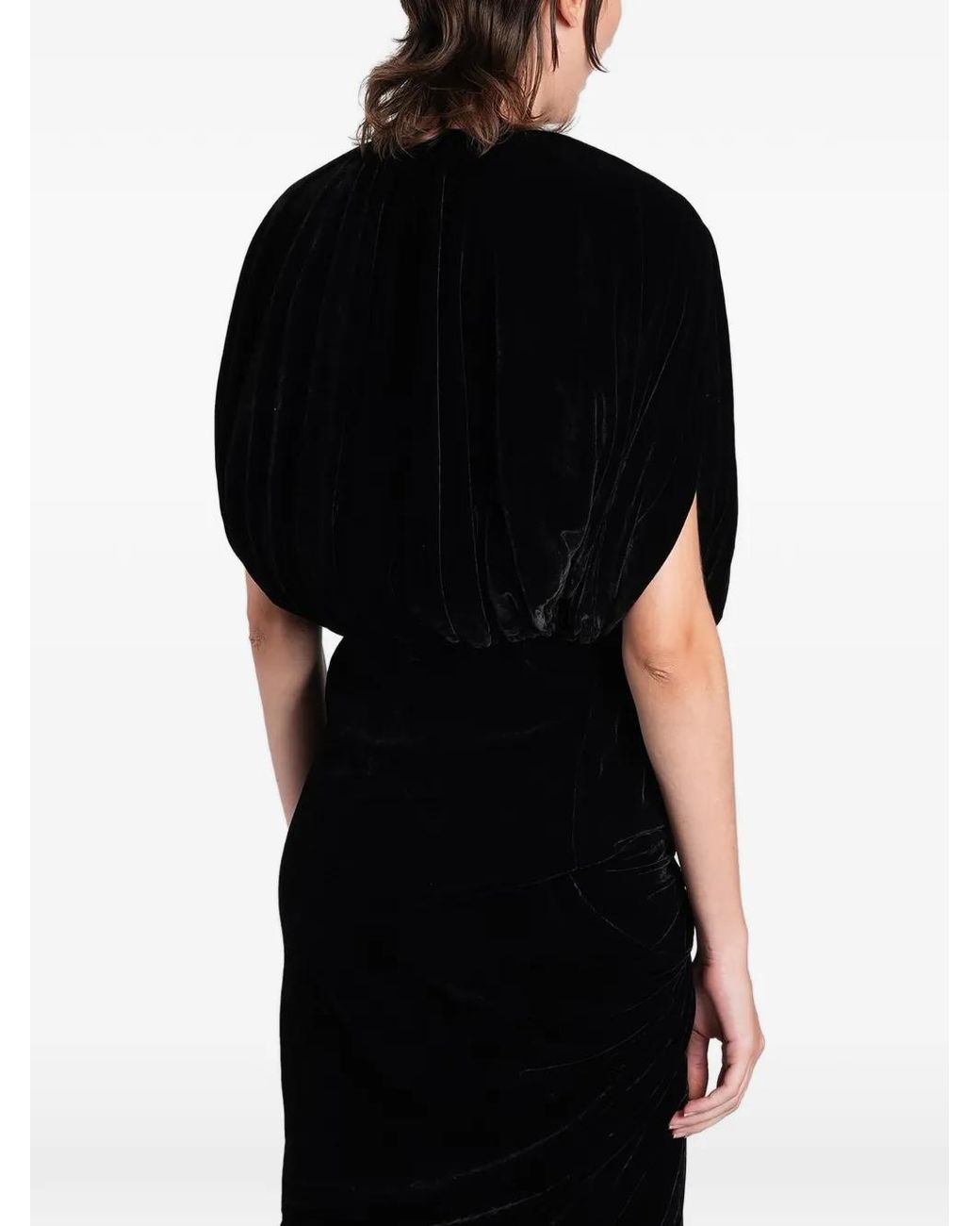 Rick Owens Black Ruched Velvet Dress