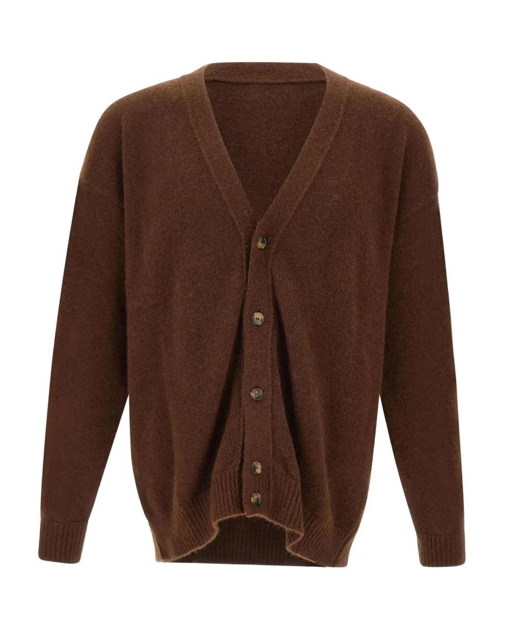 Laneus Brown V-Neck Buttoned Cardigan for men