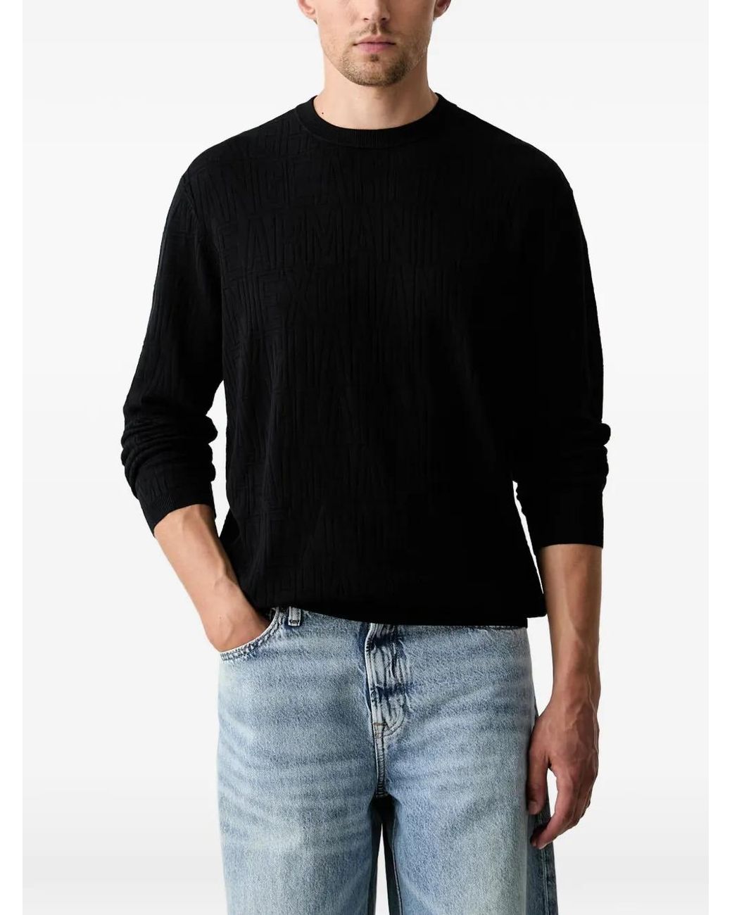 ARMANI EXCHANGE Black Long-Sleeves Sweater for men