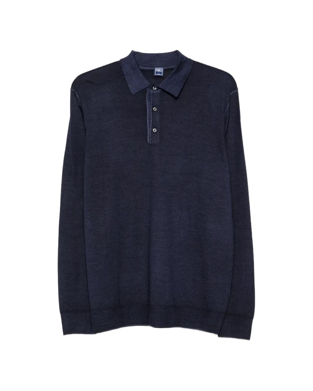 Fedeli Blue Long-Sleeve Polo Sweater for men