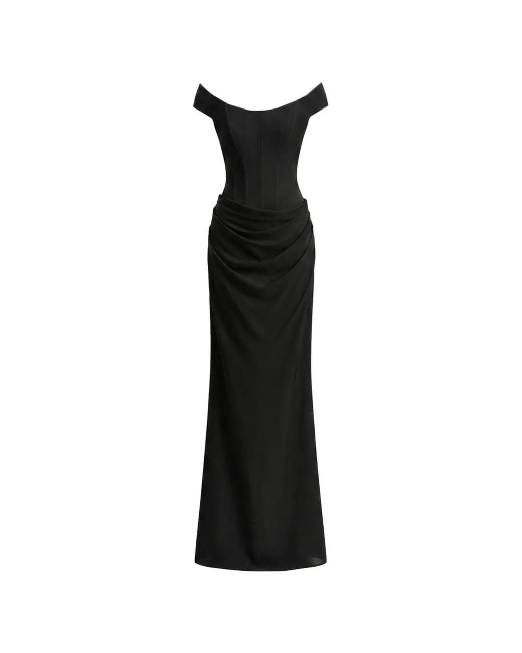 Gemy Maalouf Black Off-Shoulder Structured Corset Dress