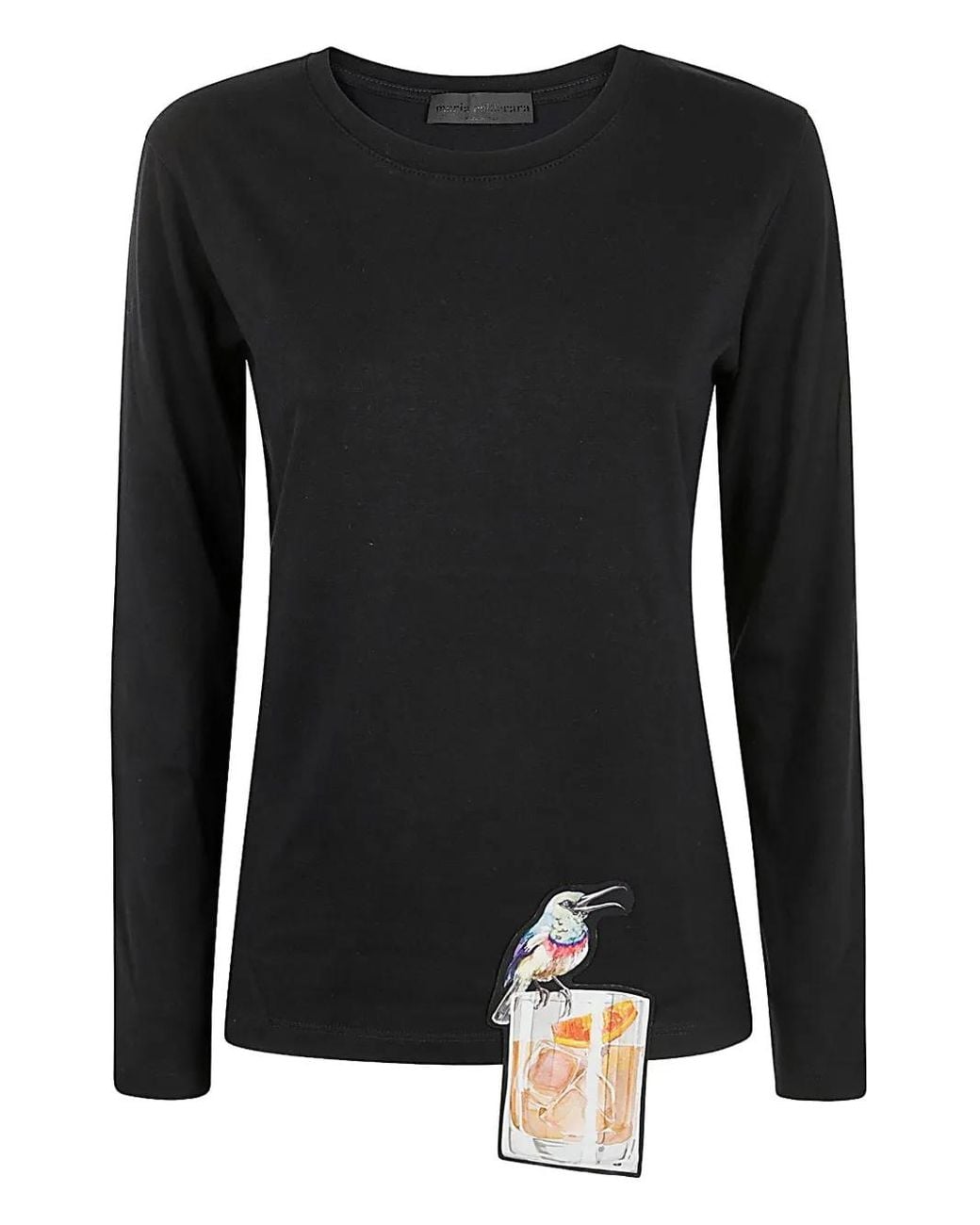 Maria Calderara Black Appliqué-Motif Top