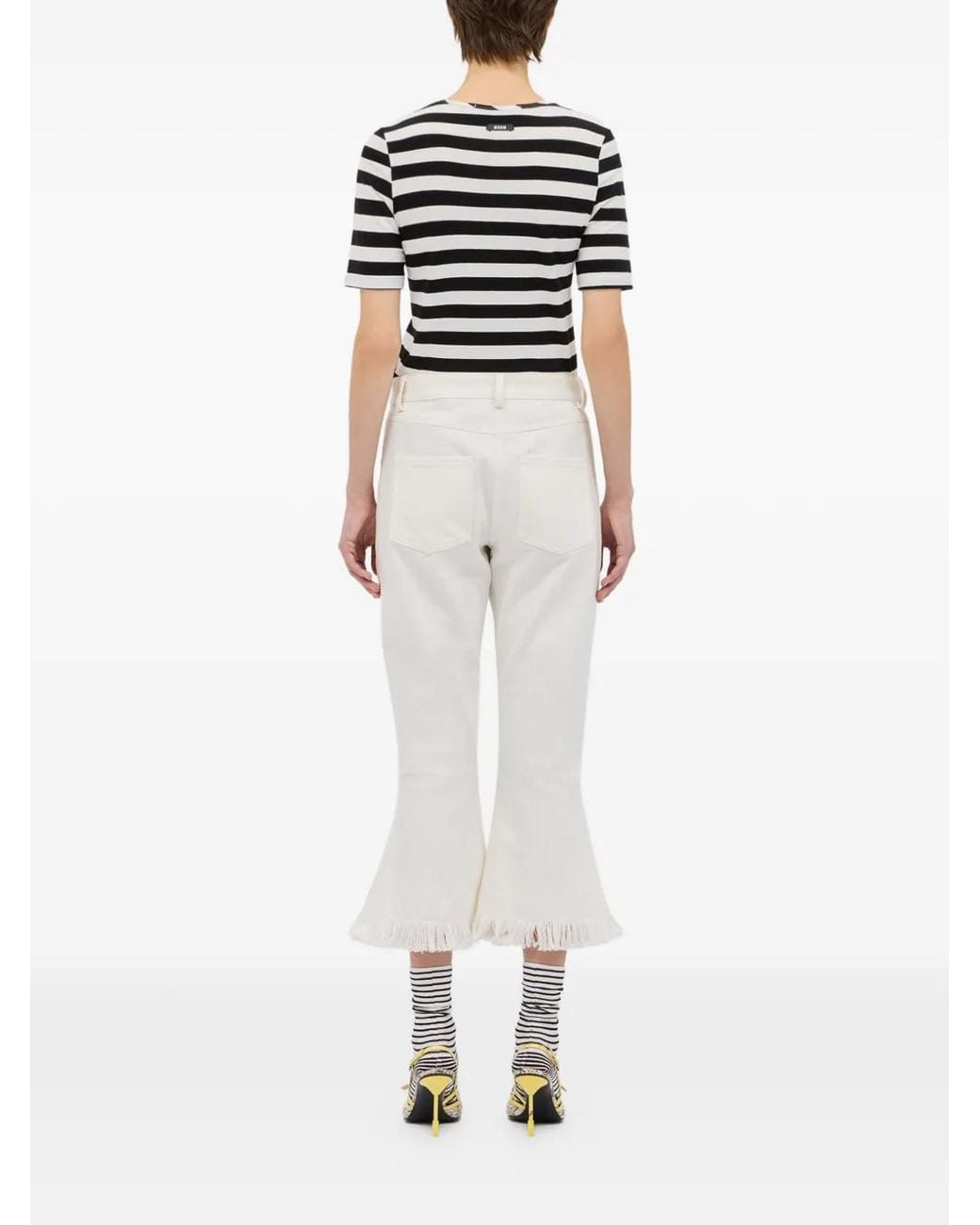 Pantalon À Franges MSGM en coloris White
