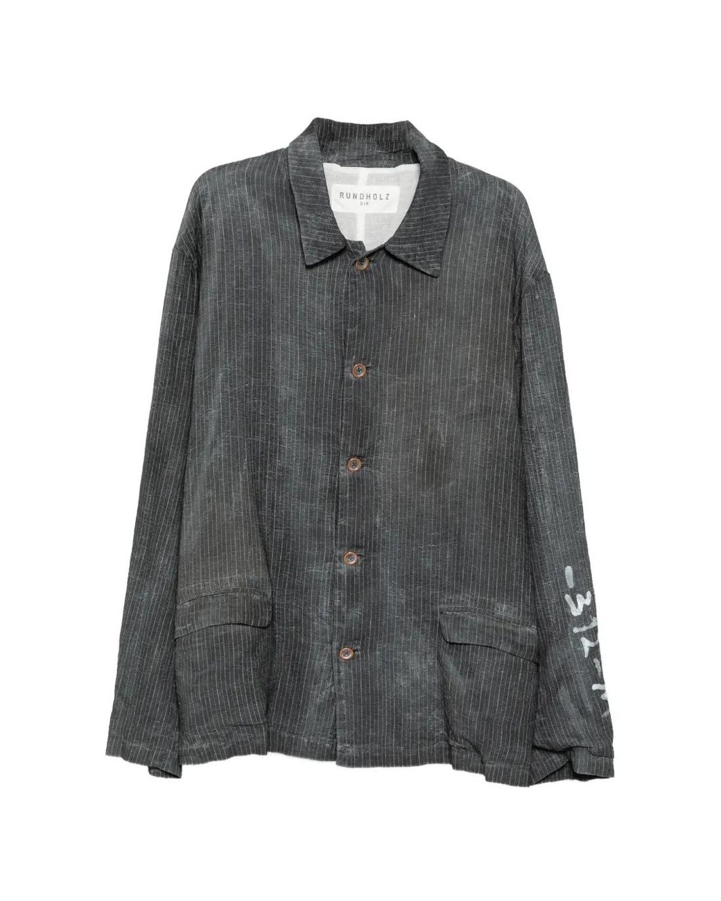 Rundholz Gray Pinstripe-Pattern Faded-Effect Jacket for men
