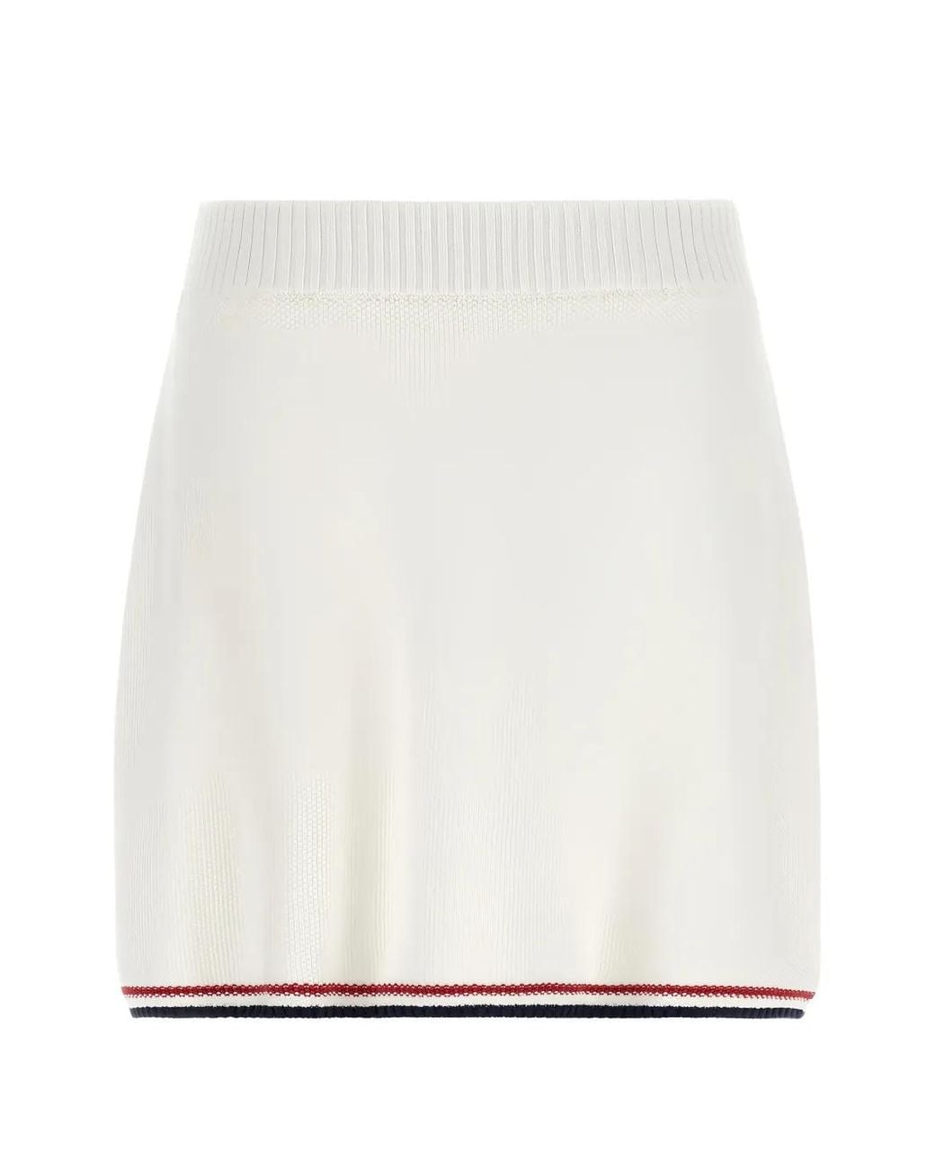Brunello Cucinelli White Contrast-Trim Knit Mini Skirt