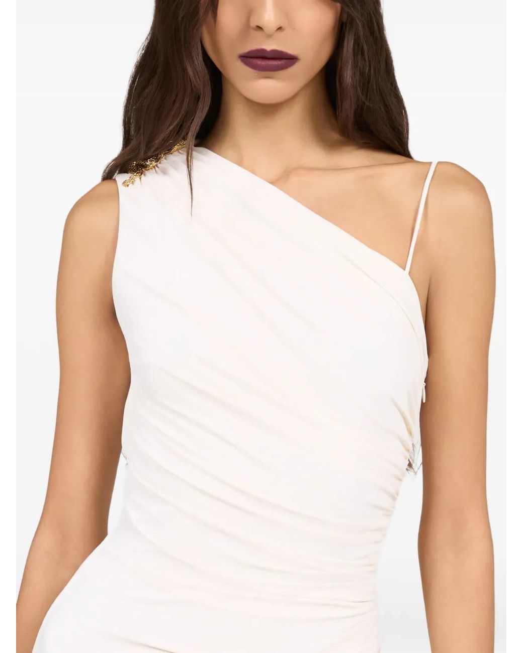Roberto Cavalli White One-Shoulder Maxi Dress